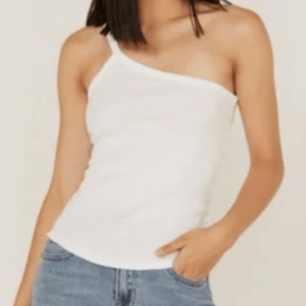Nwt We The Free Free People White One-Shoulder Tank Top One Way or the Other